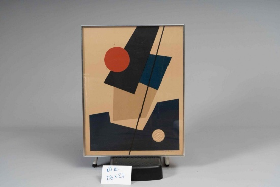 Framed art signed Debutler. 28" x 21"