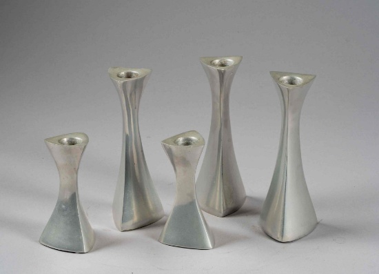 Vintage Nambe candle holders. 5 pieces