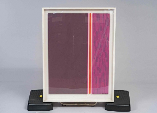Framed art. Russell Forester. 36" x 25" (diode light, panel is in need of repair)