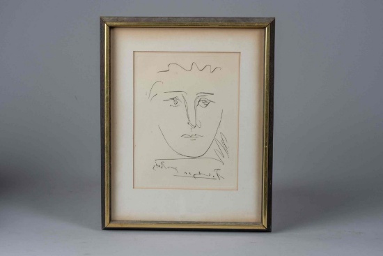 Framed art. Pour Robie by Pablo Picasso framed etching reprint