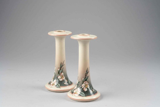 Vintage 6" tall MP, signed, candle holders. 2 pieces