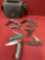 Bag and assorted foldable knives. 8 pieces
