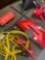 Power inverter, wrench, funnels, jumper cable, emergency triangle, sun shade. 7 pieces