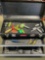 Hyper Tough metal two drawer tool box and assorted tools. Over 25 pieces