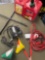 1 & 2 gasoline containers, jumper cables, compressor, funnels. 7 pieces