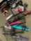 Assorted hair brushes, irons, trimmers, accessories, etc