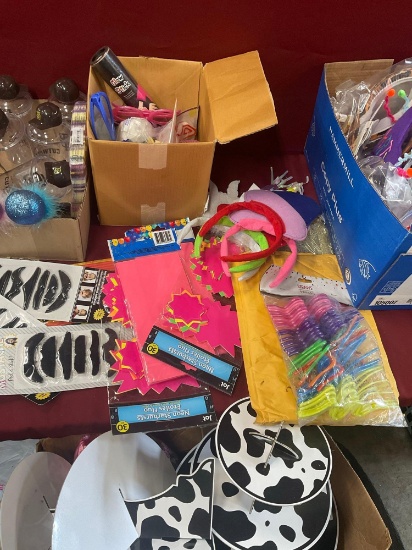 Large lot of new and used party items/ accessories. Over 60 pieces