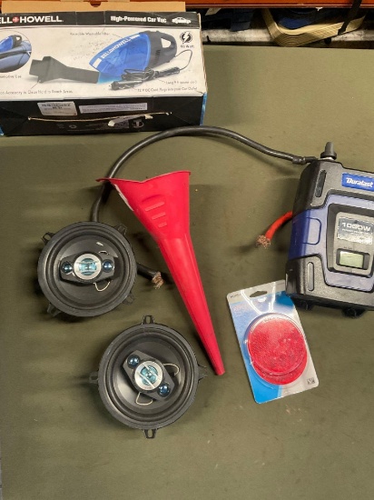 Duralast power inverter, Scosche speakers, vacuum, etc. 6 pieces