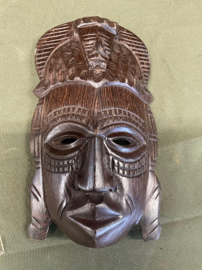 11" x 6" hand carved wood mask
