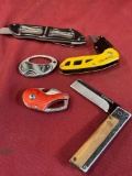Box openers, folding pocket knives with bottle openers. 5 pieces