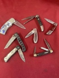 Assorted foldable knives. 7 pieces
