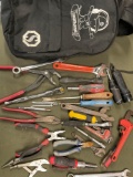 Backpack and assorted tools. Over 25 pieces