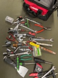 Husky tool bag and assorted tools/ items. Over 40 pieces