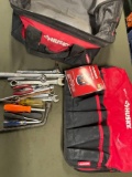 Huskey tool bag & bucket tool ag & assorted tools. 18 pieces