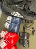 Large Adidas bag, 12oz & 16oz Trideergloves, jump rope, etc. 6 pieces