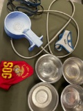 Water dispenser with hose, leashes, bowls, etc. 9 pieces