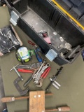 Large Dewalt tool box, carpenters tool and assorted tools. 25 pieces