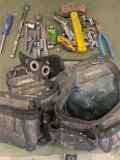 Husky tool belt with pouches and assorted tools.Over 25 pieces
