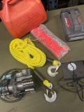 2 1/2 gallon gasoline container, rope with hooks, Tacklife M2,Lokithor starter, etc. 6 pieces