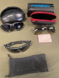 Sunglasses. Panoptx with case, Feisedy with case, Oakley pouch