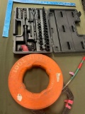 Duralast incomplete set, Klein Tools fish tape, Empire L shape measurer
