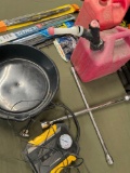 Windshield wipers, gasoline containers m tray, wrench,etc. 10 pieces