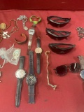 Assorted watches, glasses, etc.