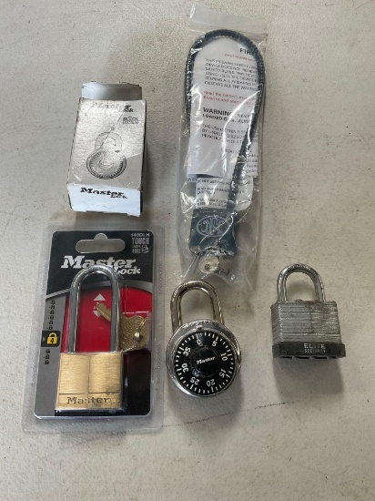 New & used assorted locks. 5 pieces