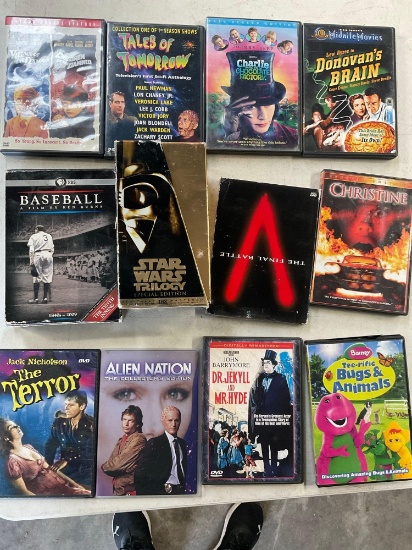 Star Wars special edition trilogy cassettes, PBS Baseball 1840s- 2009 DVD set & assorted DVDs