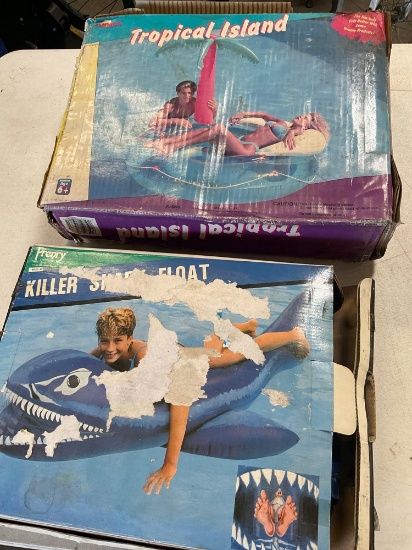 Sunco Tropical Island inflatable & Frenry killer shark float, both damaged boxes