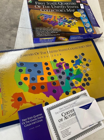 First State Quarters Of The United States collectors map, includes 6 quarters