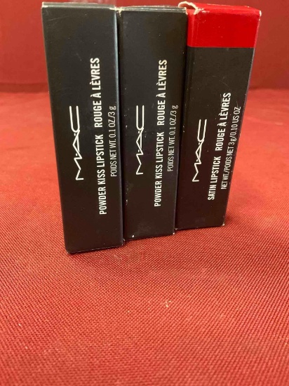 MAC lipsticks. 923 Stay Curious , 919 P for Potent, 811 MAC Red. 3 pieces