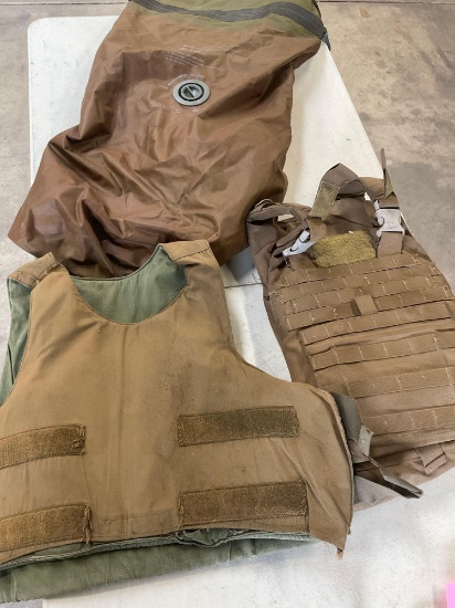Large vest ( no plates), medium vest plate carrier ( no plate), Sea Link water proof insert bag