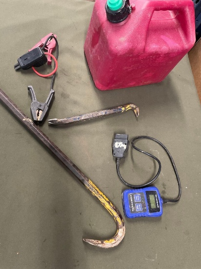 2 gallon gasoline container, Cen-Tech code reader, cables, etc. 5 pieces