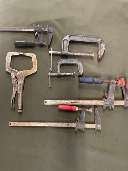 Bar clamps, C clamp & G clamps. 6 pieces