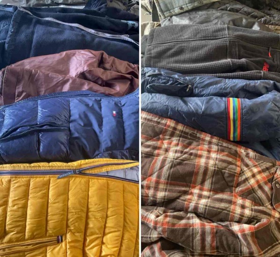 Assorted jackets.Tmberland, Tommy Hilfiger, Fried Denim,etc. see pics for some sizes. 12 pieces