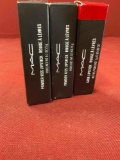 MAC lipsticks. 923 Stay Curious , 919 P for Potent, 811 MAC Red. 3 pieces