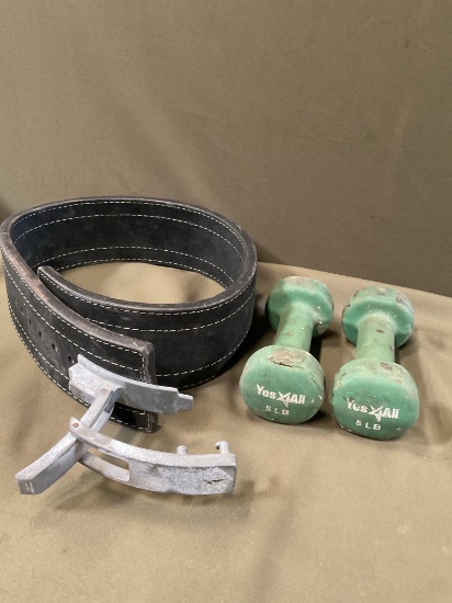 Set of 5 lb weights & weight belt