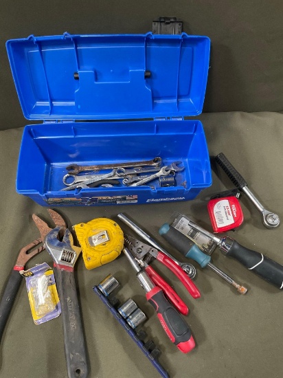Flambeau box & assorted tools. 28 pieces