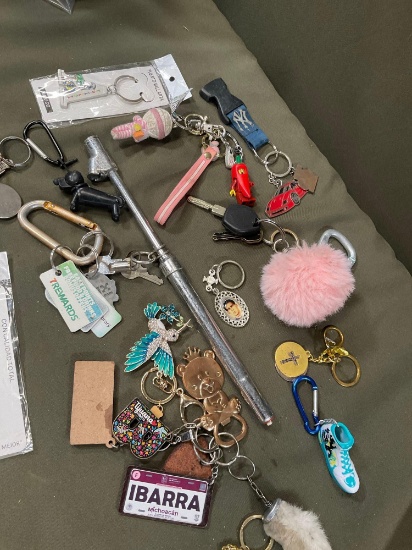 Assorted key chains. 22 pieces