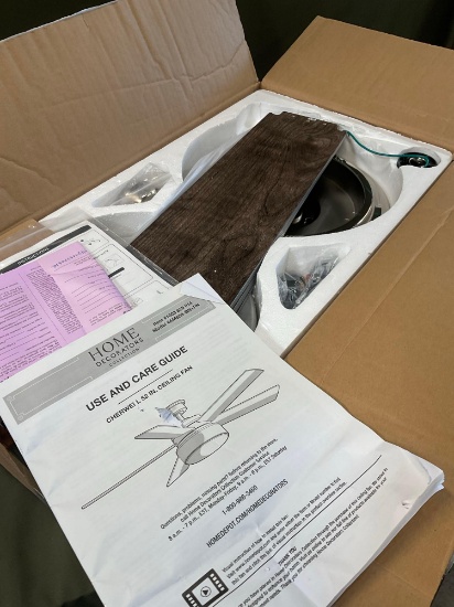 New, open box Home Decorations 42" ceiling fan, Charwell