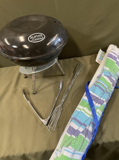 Island Shade umbrella, Alpine Cuisine potable BBQ & utensils