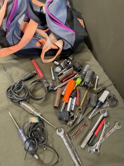 Adidas bag and assorted tools. 35 pieces