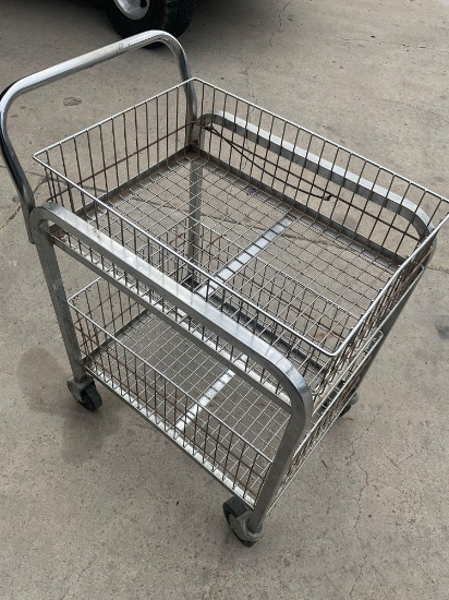 Rolling cart with two tier removable baskets. 38" x 28" x 20"