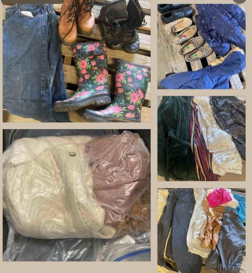 Used. Large lot of clothes & shoes. Over 60 pieces