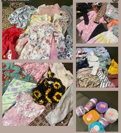 Used baby clothes & food containers. Most clothes are 0-6 months. 60 pieces