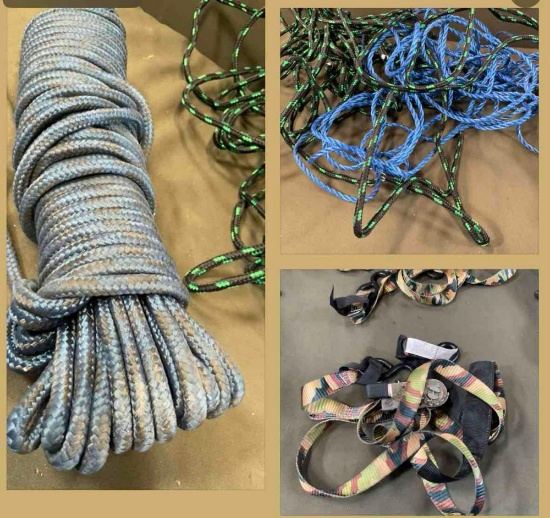 2) Everest 12' x 1" straps & assorted rope