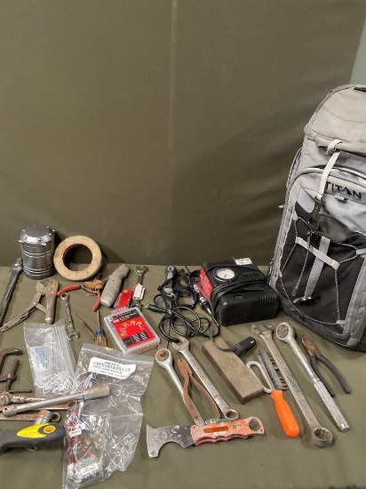 Titan insulated backpack and assorted tools/ items. 25 pieces
