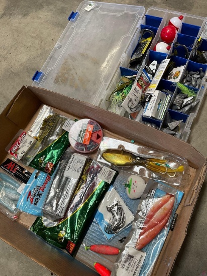 Flambeau box and new & used fishing items.