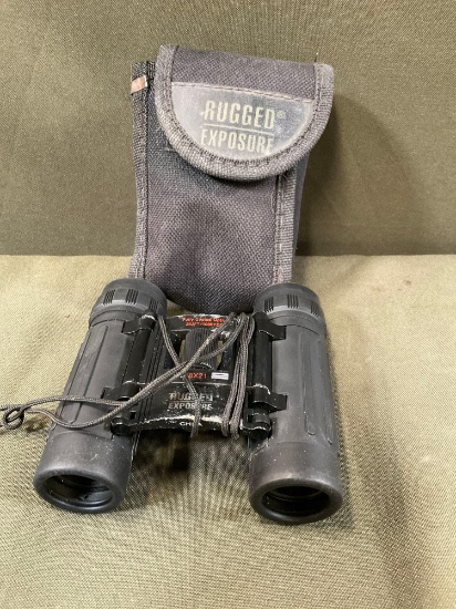 Rugged Exposure 8 x 21 binoculars with pouch
